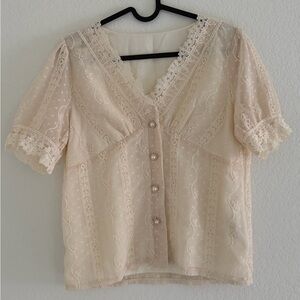 Elegant Cream Lace Women's Top